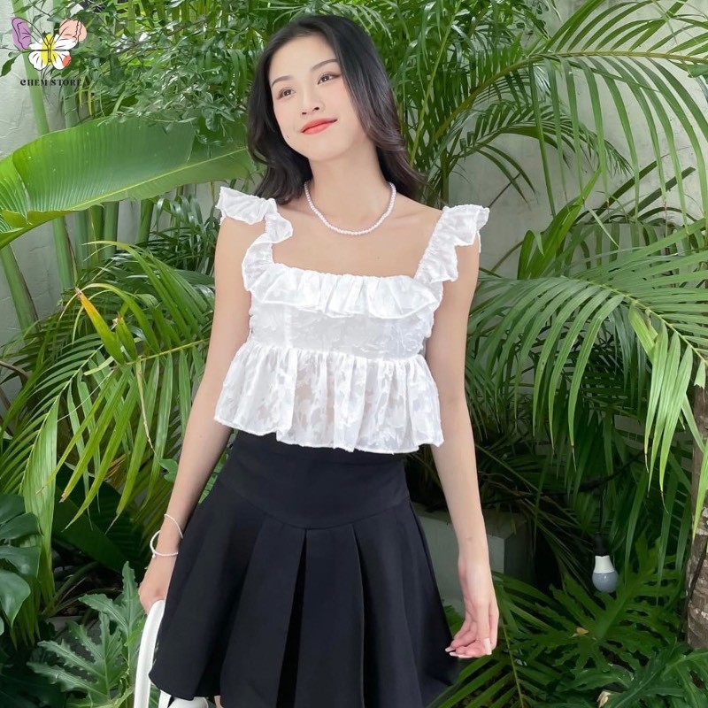 Áo Croptop Bèo Hở Lưng 